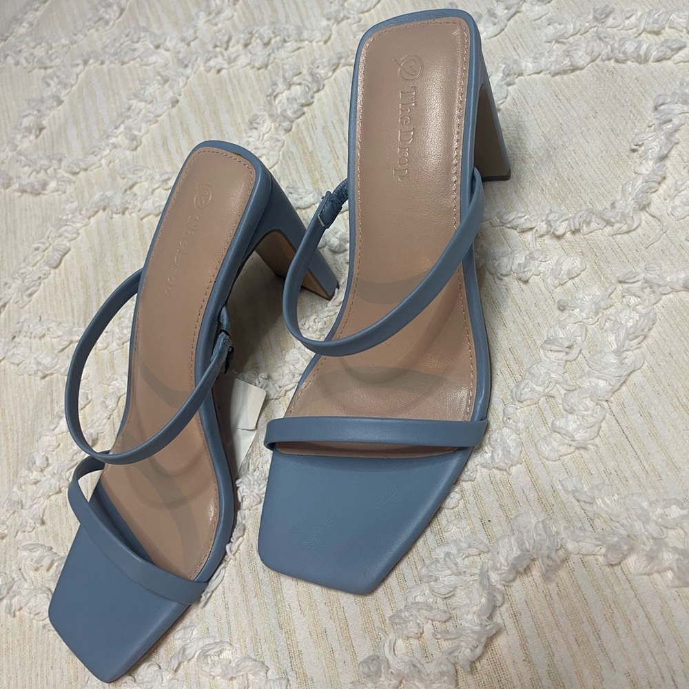 The Drop Strappy Blue Heeled Sandals